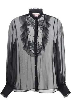 VALENTINO Dames, Blouses & Shirts, Zwart, Maat: L Chiffon