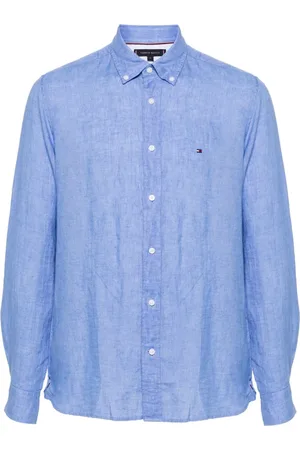 Tommy Hilfiger Heren, Overhemden, Blauw, Maat: M Linnen