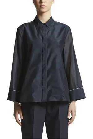 PESERICO SIGN Dames, Blouses & Shirts, Blauw, Maat: XL Katoen