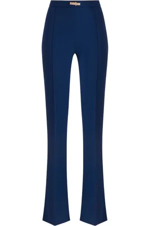 Elisabetta Franchi Dames, Broeken, Blauw, Maat: L Poliester