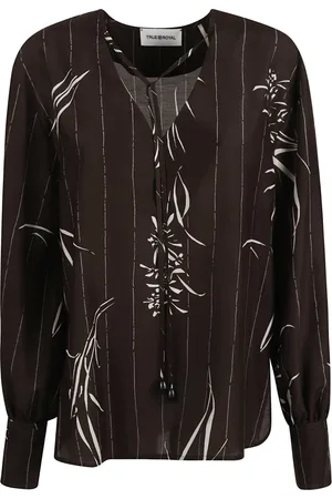 TRUE ROYAL Dames, Blouses & Shirts, Bruin, Maat: S Katoen