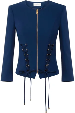 Elisabetta Franchi Dames, Jassen, Blauw, Maat: 2XL Poliester