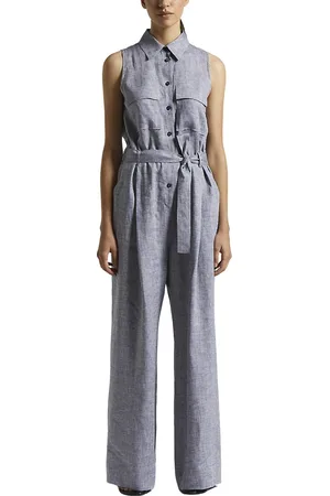 PESERICO SIGN Dames, Jumpsuits & Playsuits, Blauw, Maat: L Linnen