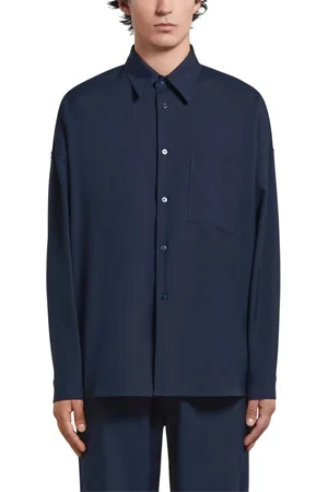 Marni Heren, Overhemden, Blauw, Maat: S Wol