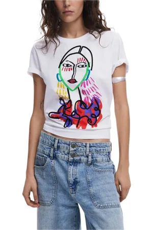 Desigual Dames, Tops, Wit, Maat: M Katoen