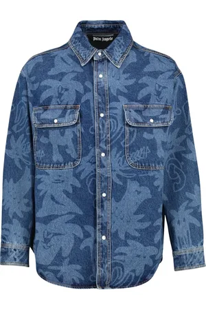 Palm Angels Heren, Overhemden, Blauw, Maat: M Denim