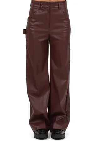 NUDE Dames, Broeken, Rood, Maat: XS Leer