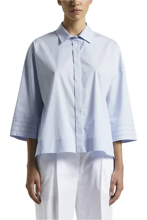 PESERICO SIGN Dames, Blouses & Shirts, Blauw, Maat: S Katoen