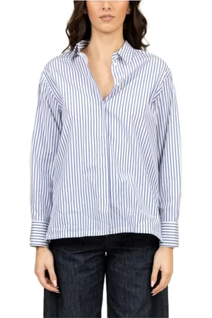 Max Mara Dames, Blouses & Shirts, Blauw, Maat: L Katoen
