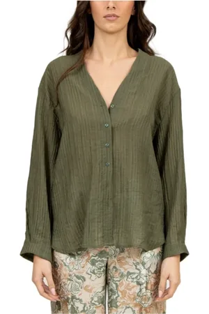 MOMONÍ Dames, Blouses & Shirts, Groen, Maat: S Viscose