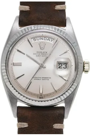 Rolex Heren, Pre-owned, Grijs, Maat: ONE Size Leer