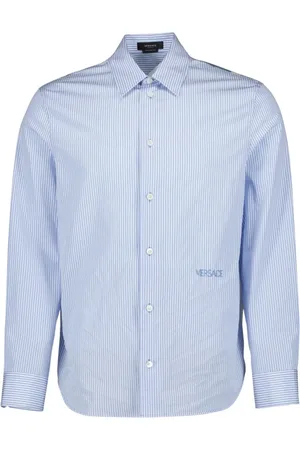 VERSACE Heren, Overhemden, Blauw, Maat: S Katoen