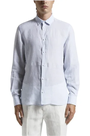 PESERICO SIGN Heren, Overhemden, Blauw, Maat: XS Linnen