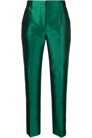 Alberta Ferretti Dames, Broeken, Groen, Maat: M Leer