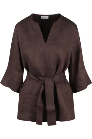 P.A.R.O.S.H. Dames, Blouses & Shirts, Bruin, Maat: L Linnen