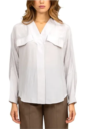 TELA Dames, Blouses & Shirts, Grijs, Maat: M Viscose