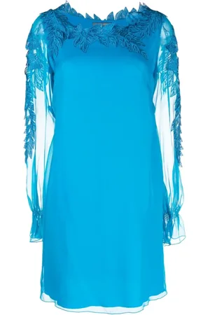 Alberta Ferretti Dames, Jurken, Blauw, Maat: L Zijde