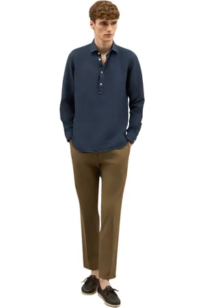 Boglioli Heren, Overhemden, Blauw, Maat: XL Linnen