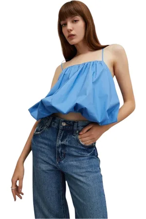 Isabelle Blanche Dames, Tops, Blauw, Maat: M Katoen