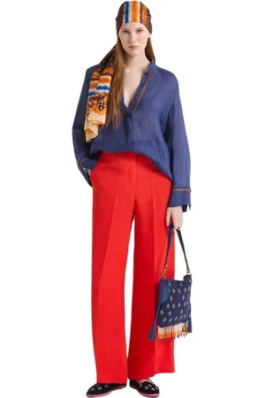 Maliparmi Dames, Broeken, Rood, Maat: XL Linnen