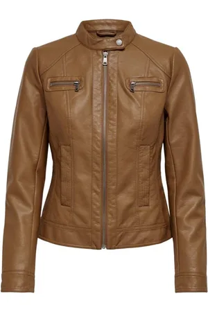 ONLY Dames, Jassen, Bruin, Maat: 4XS Leer