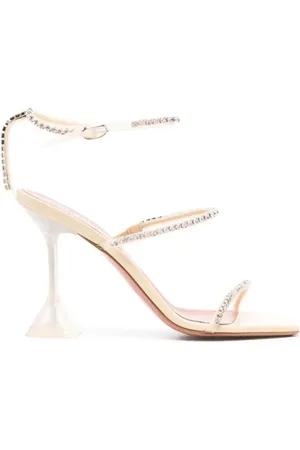 Amina Muaddi Dames, Schoenen, Wit, Maat: 36 EU Leer