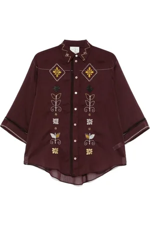 FORTE FORTE Dames, Blouses & Shirts, Bruin, Maat: S Katoen
