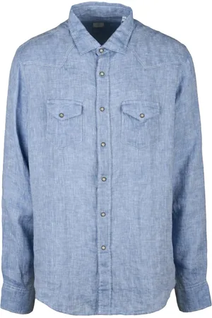 ELEVENTY Heren, Overhemden, Blauw, Maat: 2XL Linnen