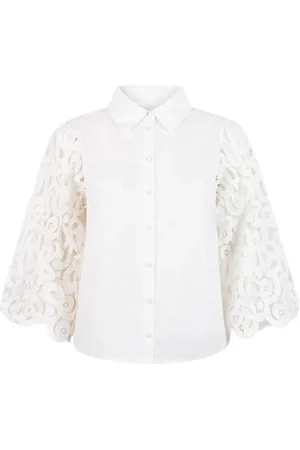 Jansen Amsterdam Dames, Blouses & Shirts, Wit, Maat: S Denim