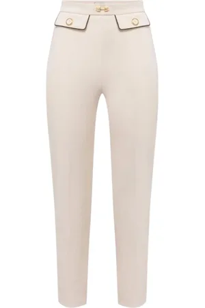 Elisabetta Franchi Dames, Broeken, Wit, Maat: L Poliester