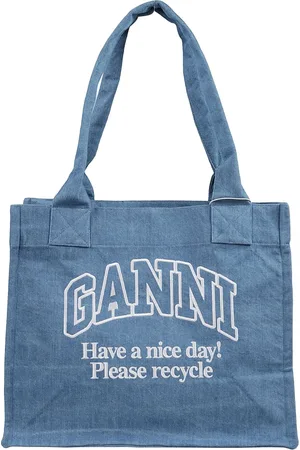Ganni Dames, Tassen, Blauw, Maat: ONE Size Katoen