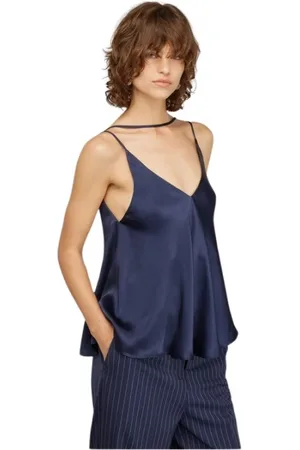 SEMICOUTURE Dames, Tops, Blauw, Maat: M Satijn