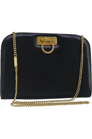 Salvatore Ferragamo Dames, Pre-owned, Zwart, Maat: ONE Size Leer