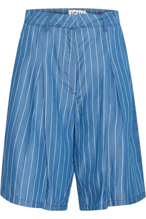 Ichi Dames, Korte broeken, Blauw, Maat: XL