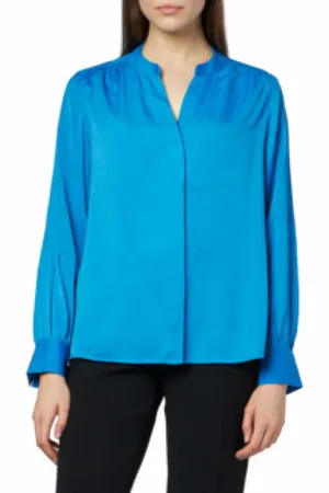 Comma, Dames, Blouses & Shirts, Blauw, Maat: XL
