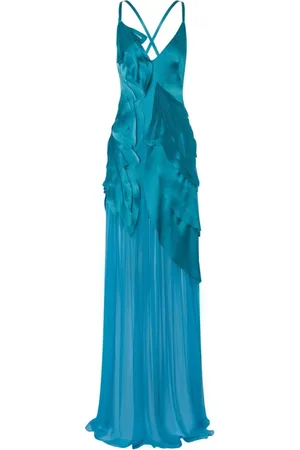 Alberta Ferretti Dames, Jurken, Blauw, Maat: M Zijde