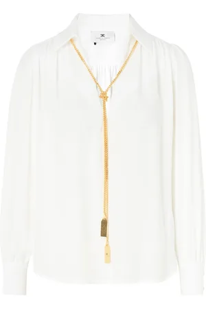 Elisabetta Franchi Dames, Blouses & Shirts, Wit, Maat: XL Zijde