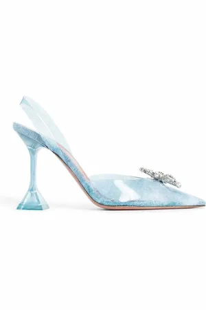 Amina Muaddi Dames, Schoenen, Blauw, Maat: 36 EU Denim