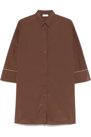 PESERICO SIGN Dames, Blouses & Shirts, Bruin, Maat: S Katoen