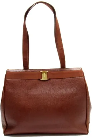 Salvatore Ferragamo Dames, Pre-owned, Bruin, Maat: ONE Size Leer