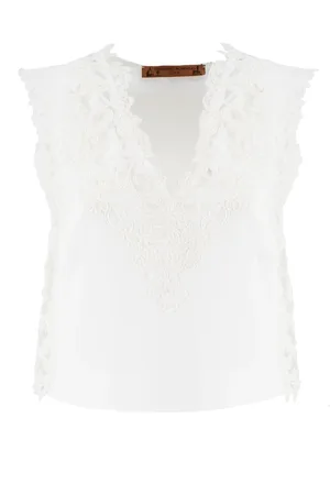 ERMANNO SCERVINO Dames, Tops, Wit, Maat: S Katoen