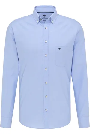Fynch-Hatton Heren, Overhemden, Blauw, Maat: S