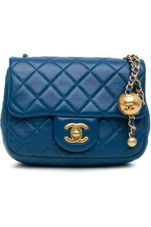 CHANEL Dames, Pre-owned, Blauw, Maat: ONE Size Leer