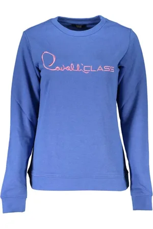 Roberto Cavalli Dames, Sweatshirts & Hoodies, Blauw, Maat: S Katoen