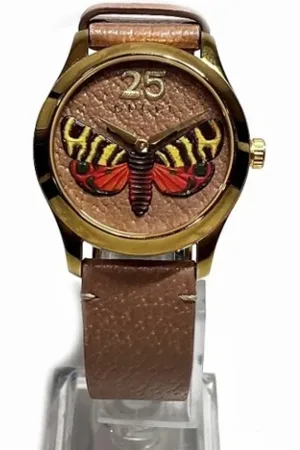 Gucci Dames, Pre-owned, Geel, Maat: ONE Size Leer