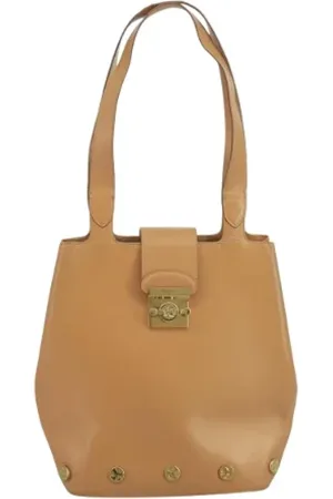 Salvatore Ferragamo Dames, Pre-owned, Bruin, Maat: ONE Size Leer