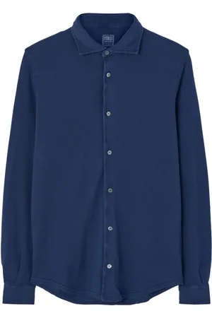 FEDELI Heren, Overhemden, Blauw, Maat: 3XL Piqué