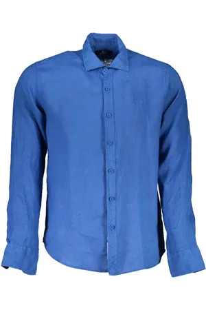 La Martina Heren, Overhemden, Blauw, Maat: S Linnen