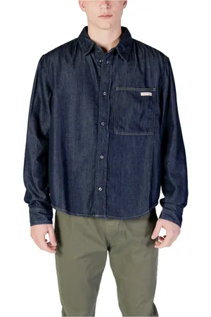 Calvin Klein Heren, Overhemden, Blauw, Maat: 2XL Katoen