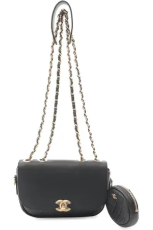 CHANEL Dames, Pre-owned, Zwart, Maat: ONE Size Leer